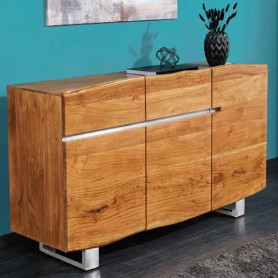 Produktbild von riess-ambiente Massives Baumstamm Sideboard MAMMUT 135cm Akazie Edelstahl Kufengestell Kommode Schrank Anrichte