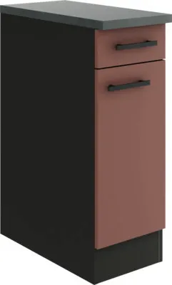 Produktbild von Optifit Unterschrank mit Schublade und Drehtür Nizza407 BxTxH 30 x 60 x 84,8 cm rostrot matt zerlegt Anschlag reversibel KUNI U306-9+