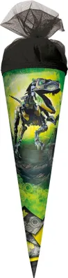 Produktbild von ROTH Geschenk-Schultüte klein Robo-Rex 50 cm rund Tüllverschluss Zuckertüte Schulanfang