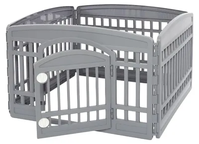 Immagine prodotto di Recinto per cuccioli pieghevole - Recinto per cani - 4 pannelli - 91,5 x 91,5 x 60 cm - Grigio metallizzato