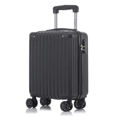Produktbild von Koffer Trolley Reisekoffer Suitcase, Rollkoffer Handgepäck ,mit 4 Rollen360°, Hartschalenreisekoffer, Zahlenschloss, Weicher Gummigriff(S, Schwarz)
