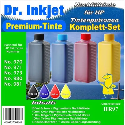 Produktbild von HR97 - Dr. Inkjet Komplett 400ml Set Premium Pigmentierte Nachfülltinte