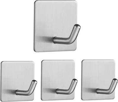 Image de 4 crochets adhésifs pour mur, pratiques pour accrocher des objets dans la cuisine, la salle de bain, la chambre à coucher et autres pièces
