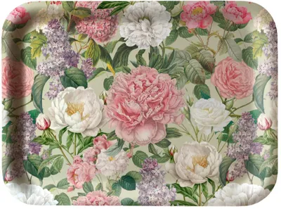 Image de Plateau en bois « Pivoines et roses »