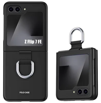 Image de Coque pour Samsung Galaxy Z Flip 7 FE, Protection Anti-Rayures Antichoc avec Boucle - Noir