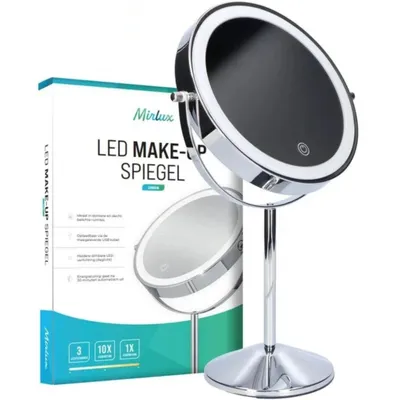 Produktbild von Mirlux Make-up-Spiegel mit LED-Beleuchtung - 10-fache Vergrößerung - wiederaufladbar - Schwarz