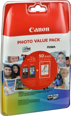 Produktbild von Canon PG540L/CL541XL Photo Value Pack, Schwarz, Cyan, Magenta, Gelb, 11 ml, 15 ml, 2 Stück(e), Foto-Wertpaket
