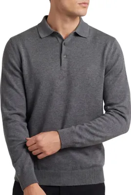 Produktbild von Boss Black Bono-L grauer Pullover aus Wolle mit Knöpfen
