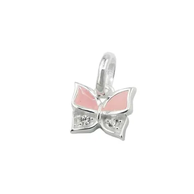 Produktbild von Anhänger 7x8mm Schmetterling rosa lackiert mit Zirkonia Silber 925