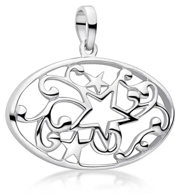 Produktbild von MATERIA by Matthias Wagner Damen Kettenanhänger Sterne 925 Silber oval rhodiniert wahlweise mit Kette inkl. Box KA-381