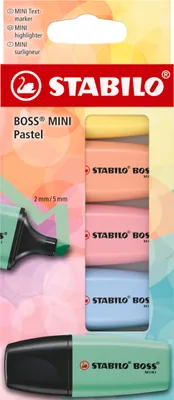 Produktbild von STABILO BOSS MINI Pastel 5er Etui mit Hängelasche