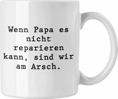 Produktbild von Trendation - Wenn Papa Das Nicht Reparieren Kann Geschenk Tasse Vater Vatertag Geschenkidee Vatertagsgeschenk von Sohn Tochter Lustige Sprüche Kaffeetasse Papa Lustig (Weiß)