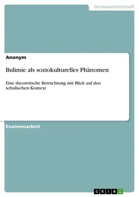 Produktbild von Bulimie als soziokulturelles Phänomen
