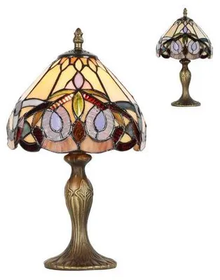 Imagen del producto de Lámpara de mesa Tiffany para mesita de noche. Modelo 1705, diseño 21, diámetro 20 cm, altura 36 cm