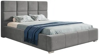 Produktbild von Polsterbett 180x200 Latis mit Bettkasten, Metall Lattenrost - Hersteller, Schlafzimmer, Doppelbett, Samtstoff Grau