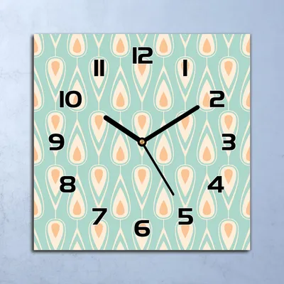 Produktbild von Wanduhr Echt-Glas-Küchenuhr Vintage blau orange Quarz 30x30 Deko Bilder
