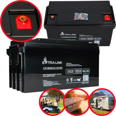 Produktbild von Extralink AGM Batterie 12V 65Ah Versorgungsbatterie Deep Cycle für Photovoltaik Inselanlage USV Wohnmobil