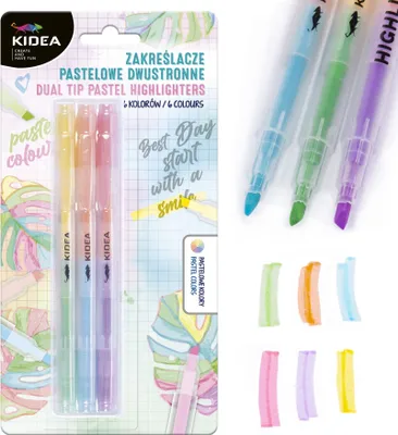 Produktbild von KIDEA doppelseitige Pastell-Textmarker, 6 Farben