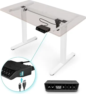 Produktbild von Duronic TM51 WE Schreibtisch | Höhenverstellbares Tischgestell bis 118 cm | elektrisches Tischbein mit 1 Motor | Bedienteil mit 3 Speicherplätzen | Sitz-Steh-Schreibtisch für Home-Office und Büro