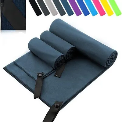 Produktbild von Famanu Mikrofaser-Handtuch Set – 3-teilig, groß 200 x 100 cm und 2 klein 80 x 40 cm, schnelltrocknend