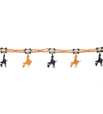 Produktbild von Hexe Halloween Girlande Schwarz Orange Nachbildungation Festlich Feier Accessoire Schaurig Dunkelheit Party Grusel Atmosphäre Nachbildung Hängend Schwebend Hexerei Feierlichkeit, Farbe: Schwarz