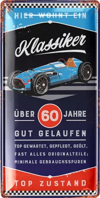 Produktbild von Retro Blechschild 60 Geburtstag Schild, 60 JAHRE KLASSIKER, Alternative zur Geburtstagskarte 60, witziges Geschenk 60 Geburtstag Mann
