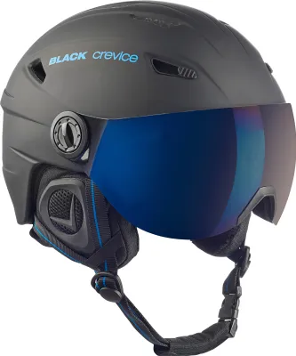 Immagine prodotto di Casco da sci e snowboard BLACK CREVICE con visiera - SILVRETTA | Colore: Nero/Blu | Taglia: S (55-56 cm)