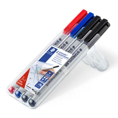 Produktbild von Staedtler Lumocolor F Folienstift 3+1 Farben im Etui