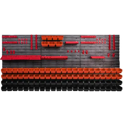 Image de Système de stockage Étagère murale 1728 x 780 mm Paroi à outils 95 pcs Bacs gerbables plastique