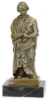 Obrázok produktu pre Casa Padrino luxusná secesná bronzová socha Beethoven bronzové farby / čierna 7,4 x 6,5 x v. 17,1 cm - bronzová postava s mramorovým podstavcom - dekoratívna postava - dekoratívne doplnky