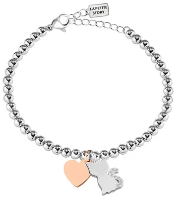 Image de Bracelet boule Chat et Coeur LPS05AQI09