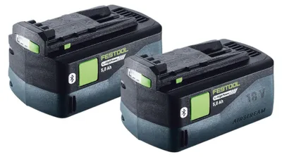 Immagine prodotto di Set di batterie Festool 2x BP 18 Li 5,0 HP-ASI HighPower Batteria 18 V 5,0 Ah Li-Ion ( 2x 578519 ) Bluetooth con indicatore di carica