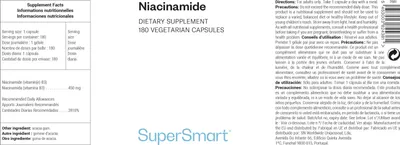 Produktbild von SuperSmart Niacinamide Vitamin B3 Dietary Supplement - 180 Vegi-Kaps