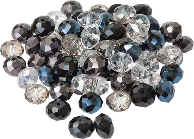 Produktbild von PRACHT Glasschliffperlen 10 mm 35 Stück für Schmuckherstellung und Basteln Schwarz/Kristall