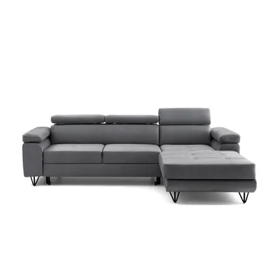 Produktbild von MUFFO Ecksofa NORIS L Rechts mit Schlaffunktion 128x203 Velours Dunkelgrau