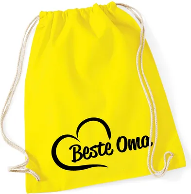 Produktbild von Huuraa Turnbeutel Beste Oma Herz 12 Liter Yellow Baumwolle Rucksack Geschenkidee