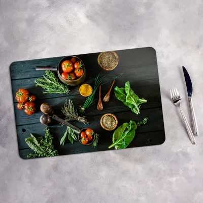 Produktbild von Tischset 4x45x30 cm Platzset Tischmatte Platzmatte Untersetzer - Gewürze Gemüse