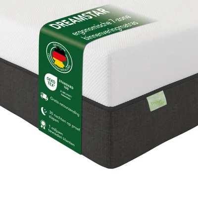 Productafbeelding van Premium pocketveringmatras met 7 comfortzones | H2 | 80 x 200 cm | Geproduceerd in Duitsland | 22 cm | DREAMSTAR Premium