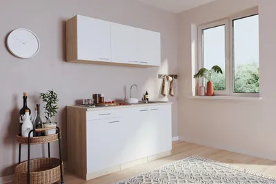 Produktbild von Küche Miniküche Single Eiche Weiß ohne Kühlschrank Luis 150 cm Respekta