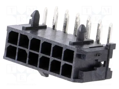Image de 1 x connecteur à broches : 12 broches, plaque de connexion de 3 mm, connecteur mâle, traversant (THT), référence 43045-1200, marque Signteck