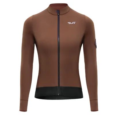 Produktbild von ROCKBROS TVI Radtrikot Damen Winter Langarm Fahrradtrikot Warm Winddicht Fahrradjacke Braun EU Größe L