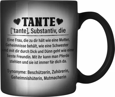 Produktbild von Trendation - Beste Tante Geschenk Farbwechsel Zauber-Tasse Lustig Spruch Beste Tante der Welt Geschenkidee von Nichte (Schwarz)