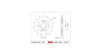 Obrázek produktu pro Hnací pastorek RK "4022" 520, ocel 14 zubů