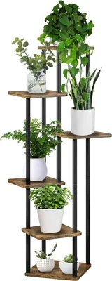 Produktbild von Metallischer Blumenstand 6 Ebenen für Innenraum für mehrere Pflanzen hohe Blumenhalter für Terrasse Wohnzimmer Balkon Schlafzimmer (6 Ebenen schwarz)