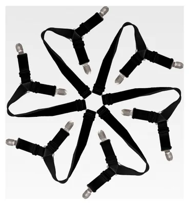 Produktbild von Elastische Bettlakenspanner, 3-Wege 6-Seiten Betttuchspanner, Verstellbare Bettlakenverschlüsse für Allround- und Vierkantmatratzen, Schwarz