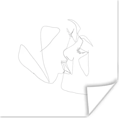 Produktbild von MuchoWow® Poster Liebe - Beziehung - Linienkunst 50x50 cm - Wohnzimmerdekoration