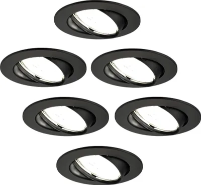 Produktbild von Ledvion LED Einbaustrahler 6er Set Rund Schwarz 3W dimmbar Kaltweiss