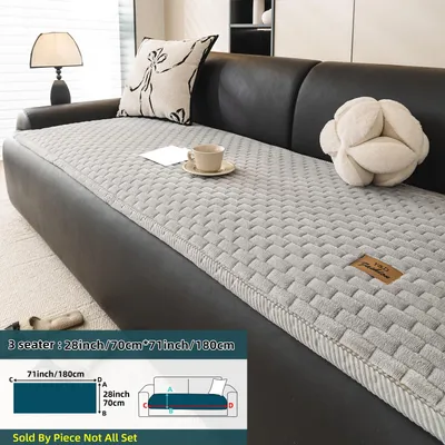 Produktbild von 1 Stück Flanell Sofabezug,rutschfest waschbar Haustierschutz,Heimdekoration,3 Sitzer L-förmige Wohnzimmer-Sofaauflage,Größe(70x180cm),Hellgrau