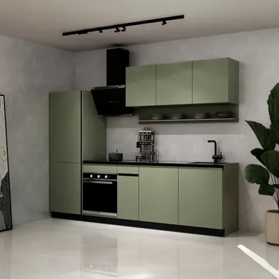 Produktbild von HOME DELUXE Küche PORTOFINO Olivgrün Matt Links Arbeitsplatte Grey Stone- Ohne E-Geräte