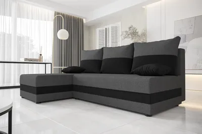 Produktbild von Modernes Ecksofa HORTENZIE – dunkelgrau / schwarz